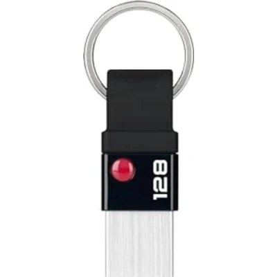 Afbeelding van Emtec ECMMD128GT103 USB stick 3.0 (3.1) serie Design collectie Nano Ring T100 128 GB zwart/zilver metaal en kunststof afneembaar, sleutelhanger