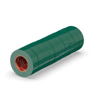 Afbeelding van ERKO 10 stuks groene elektrische isolatietape 15 mm x m, voor het isoleren van leidingen, kabels en markeren draden bundels de spanning 6 kV.