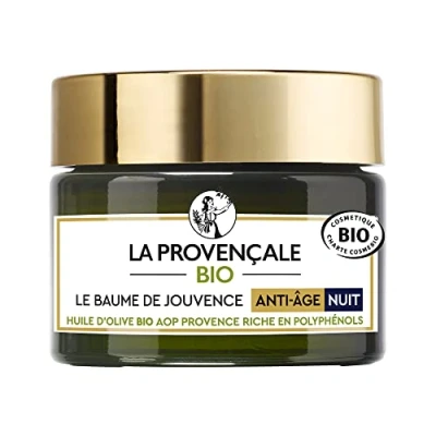 Image de La Provençale Le Baume de Jouvence Anti Age Nuit Soin Visage Certifié Bio Huile d&#039;Olive AOC Provence Pour Tous Types Peaux, Même Sensibles 50 ml