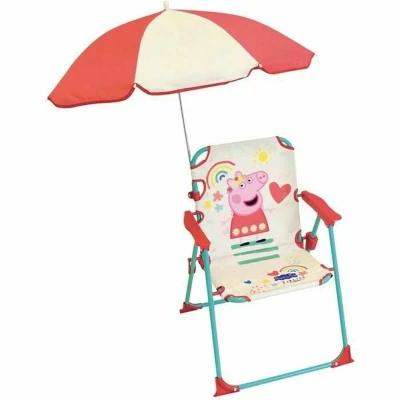 Afbeelding van FUN HOUSE Peppa Pig Opvouwbare campingstoel met parasol H.38.5 x B.38.5 D.37.5 cm + ø 65 Voor kinderen