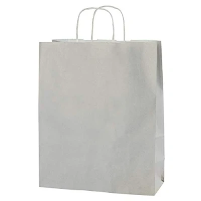 Afbeelding van Thepaperbagstore 50 hoogwaardige papieren draagtassen met gedraaide handgrepen lichtgrijs medium 250 x 110 310 mm