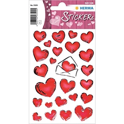 Afbeelding van HERMA DECOR stickers hearts&amp;letters silver embossed 2 sheets etiket