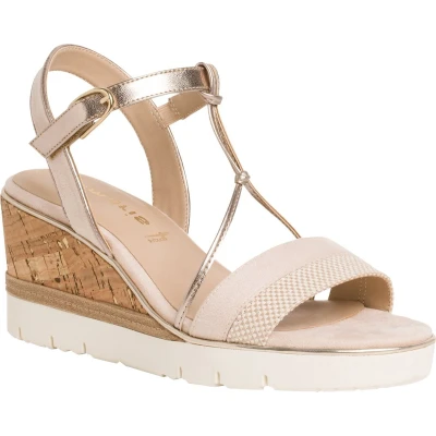 Afbeelding van Tamaris Sandalen met plateauzool, Dames, Maat: 40, Beige comb Schoenen