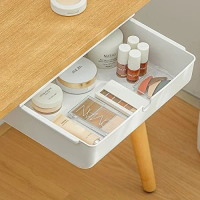 Afbeelding van lade onder bureau, organizer, opbergdoos, gedeelde organizer voor kantoor, verborgen ladebox, wit