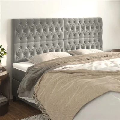 Afbeelding van vidaXL Hoofdborden 4 st 100x7x78/88 cm fluweel lichtgrijs