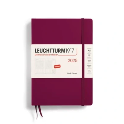 Afbeelding van Leuchtturm Weekagenda vertikaal 2025 port red a5 15x21cm
