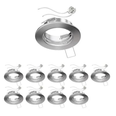 Afbeelding van ledscom.de 10 stuks inbouwframe voor plafond FERE chroom mat (LED/halogeen/MR16/50mm) incl. GU5.3 fitting