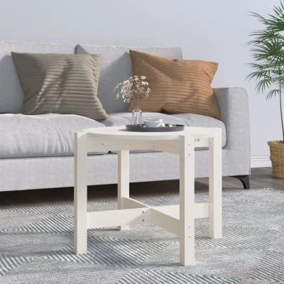 Afbeelding van Salontafel Ø62,5x45 cm massief grenenhout wit