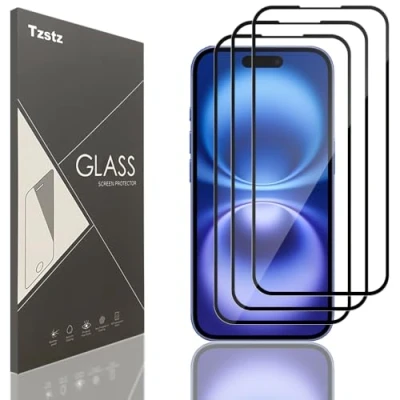 Afbeelding van Tzstz 3 Pièces Verre Trempé D&#039;écran Protecteur pour iPhone 16 Dureté 9H Anti Rayures HD Film de Protection