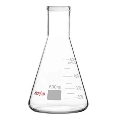 Afbeelding van StonyLab (1 Stuk) 500 ml Erlenmeyer Glazen Kolven met Smalle Mond en Stevige Rand (500 Past 8# Rubberen Stop)