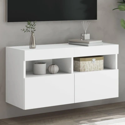 Afbeelding van Tv wandmeubel met LED verlichting 80x30x40 cm wit