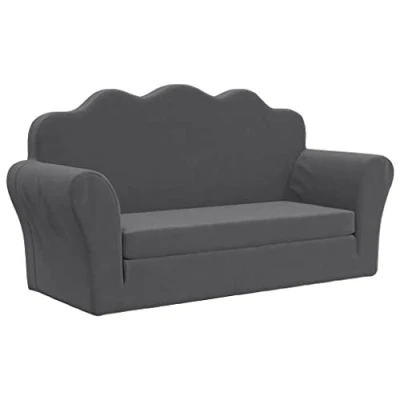 Image de vidaXL Canapé lit pour enfants 2 places anthracite peluche douce
