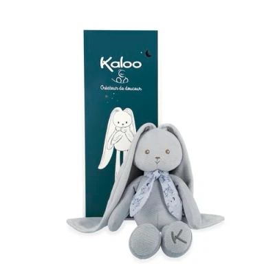 Image de Kaloo Lapinoo Pantin Lapin Peluche Bébé en Velours Côtelé 35 cm Couleur Bleu Matière très Douce Boîte Cadeau Dès la Naissance, K969944