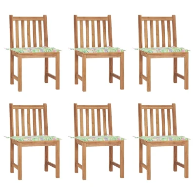 Afbeelding van Tuinstoelen 6 st met kussens massief teakhout