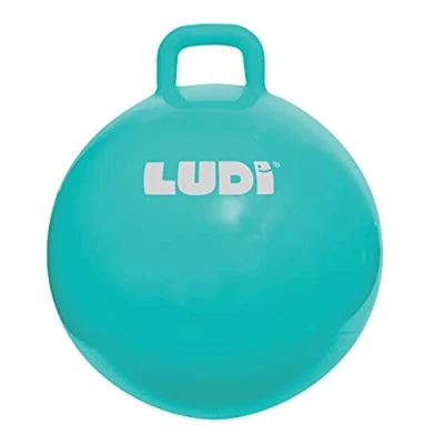 Afbeelding van LUDI Springbal XXL blauw Opblaasbaar springspeelgoed Dikke en duurzame pvc kunststof Ontwikkelt de motoriek Speelgoed binnen buiten Diameter 55 cm Vanaf 5 jaar