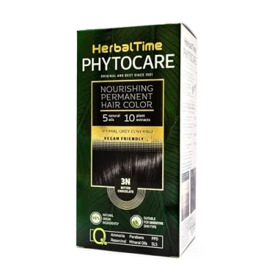 Afbeelding van Herbal Time Phytocare Permanente haarverf, 3N, pure chocolade, natuurlijke voed en bescherm je haar, zonder ammoniak, PPD SLS, 124,5 ml
