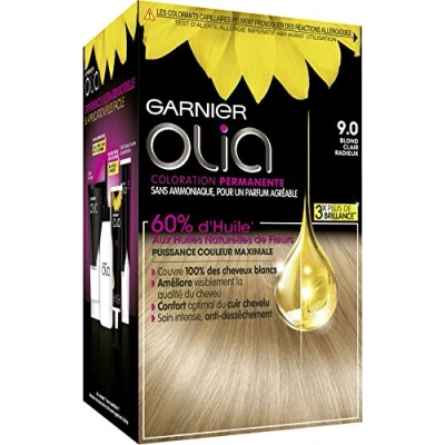 Image de nyxprofessionalmakeup Garnier Coloration Permanente Sans Ammoniaque Aux Huiles Naturelles de Fleurs Blond Clair Radieux (9.0) Olia