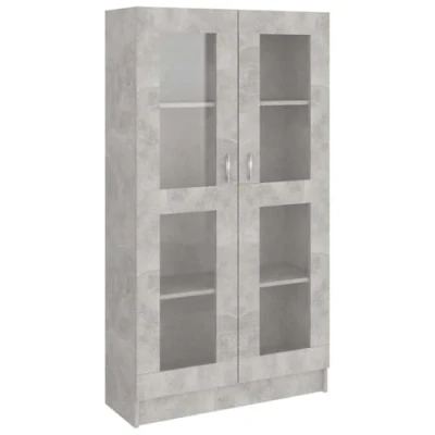 Afbeelding van vidaXL Vitrinekast betongrijs 82,5 x 30,5 150 cm bewerkt hout