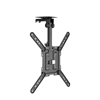 Afbeelding van PureMounts TV plafondbeugel van 23 tot 55 inch, opvouwbaar, in hoogte verstelbaar, draaibaar, kantelbaar, VESA 400 x 400, zwart