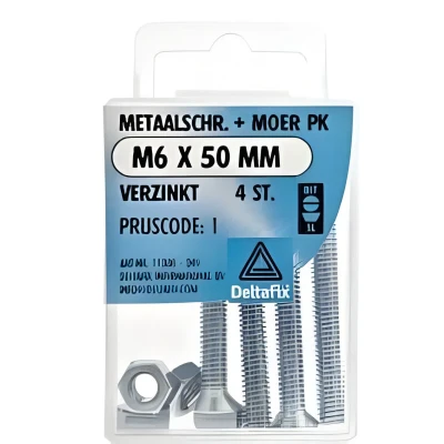 Afbeelding van M.schroef moer pk m6x50mm 4st Deltafix