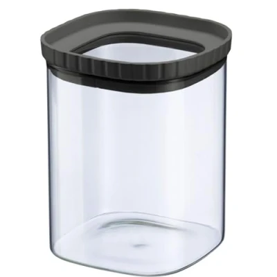 Afbeelding van Westmark Glazen Pot met Siliconen Deksel Praktische bewaarpot deksel, Ideaal voor het Bewaren van pasta, specerijen, thee, snoep en veel meer, Vierkant, Stapelbaar 1.080 ml