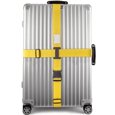 Afbeelding van OW Travel Kruiskofferriem voor reizen: bagageriem met etiket identificatiekoffer veiligheidskoffer: reisaccessoires: kofferriemen: riem koffer: bagageriem, gele