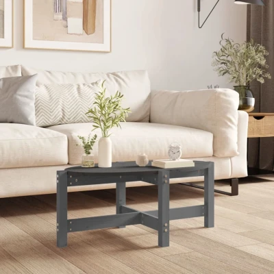 Afbeelding van Salontafel 87x48x35 cm massief grenenhout grijs