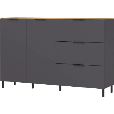 Afbeelding van Germania California 151 cm Dressoir Grafiet / Eiken