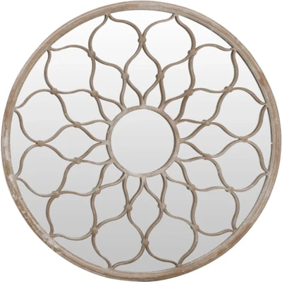 Afbeelding van VidaXL Tuinspiegel rond 40x3 cm ijzer zandkleurig