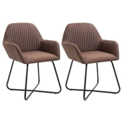 Afbeelding van vidaXL Eetkamerstoelen 2 st stof bruin