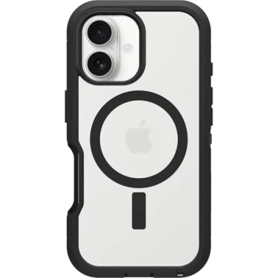 Image de OtterBox Defender Series XT Coque de protection pour téléphone portable robuste compatibilité avec MagSafe plastique côté obscur (clair / noir) Apple iPhone 16