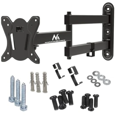 Afbeelding van Maclean Beugel voor TV of monitor Monitorhouder Muurbeugel max. VESA 100x100, 13 32&quot;, 30kg, zwart, MC 417
