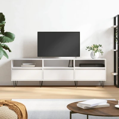 Afbeelding van Tv meubel 150x30x44,5 cm bewerkt hout wit