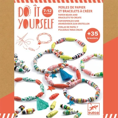 Afbeelding van Djeco armbandjes maken papieren kralen kleurrijk