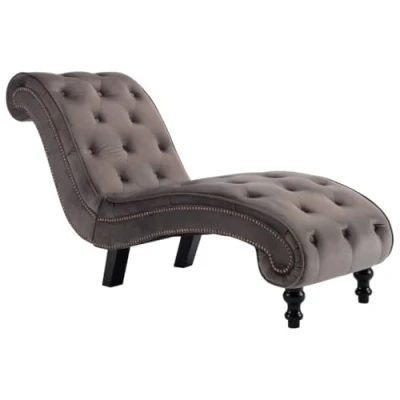 Image de vidaXL Chaise longue Velours Gris
