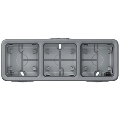 Afbeelding van Legrand 069680 waterdichte behuizing met eindstukken, 3 horizontale posities, plexo, componeerbaar, IP55, grijs
