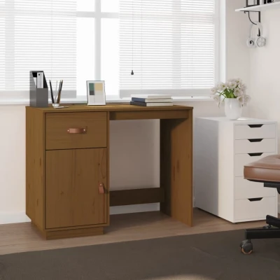 Afbeelding van Bureau 95x50x75 cm massief grenenhout honingbruin