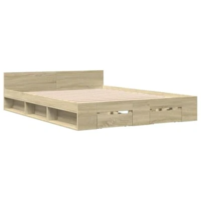 Afbeelding van vidaXL Bedframe met lades bewerkt hout sonoma eikenkleurig 160x200 cm