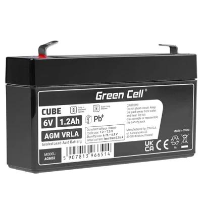 Afbeelding van Green Cell 6V 1.2Ah (F1 4.6mm) 1200mAh VRLA AGM accu