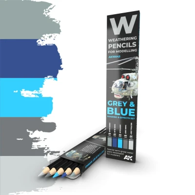 Afbeelding van Weathering Pencil Set Grey and Blue 5 kleuren AK10043