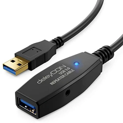 Afbeelding van deleyCON 7,5 m actieve kabel, USB 3.0, verlengkabel met signaalversterker, repeaterkabel, voor pc, computer, printerscanner