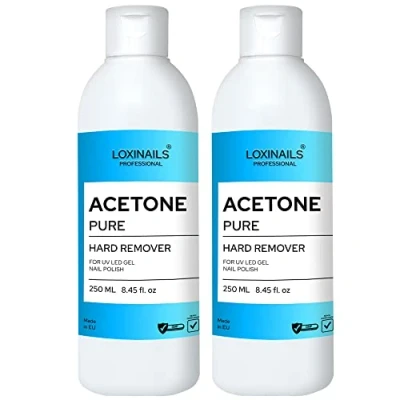 Afbeelding van aceton voor nagels, set van 2 x 250 ml, nagellakremover semi permanente nagellak, remover, acetonset het verwijderen nagellak