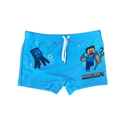 Afbeelding van Fashion UK Officieel Minecraft kostuum, model Steve en monster, boxershorts, zee, polyester, zeeshorts voor kinderen, jongens (lichtblauw)