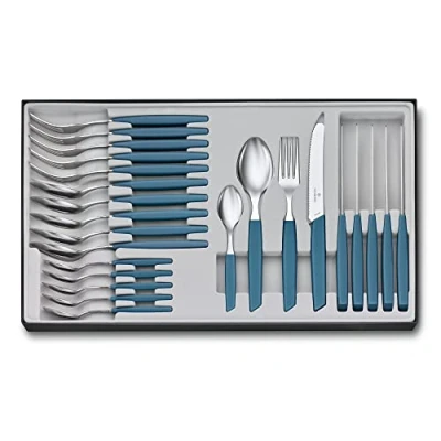 Afbeelding van Victorinox Bestekset Swiss Modern 24 delig Pastel Blauw RVS/PP