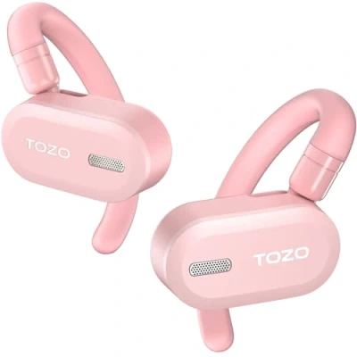 Afbeelding van TOZO O2 Draadloze hoofdtelefoon met open oren multi hoekinstelling, Bluetooth 5.3 dual assig ontwerp voor langdurig comfort, kristalheldere oproepen tijdens het rijden, roze