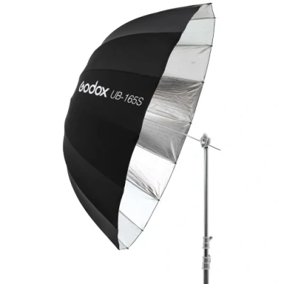 Afbeelding van Godox UB 165S Parabolic reflective studio umbrella silver 165cm
