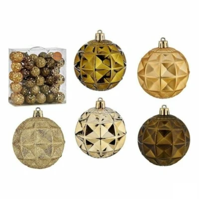 Afbeelding van Set kerstballen 7 cm Groen Gouden PVC (4 Stuks)
