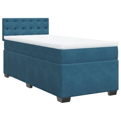 Afbeelding van vidaXL Boxspring met matras fluweel blauw 90x190 cm