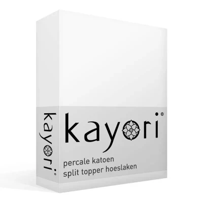 Afbeelding van Kayori Shizu perkal splittopper hoeslaken wit 180/210 220 180/210,180/220 (Kleur: Wit)