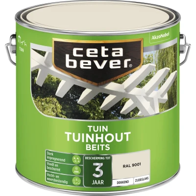 Afbeelding van Ceta Bever Dekkend Tuinhoutbeits Ral 9001 2,5 liter Blanke lak &amp; Beits